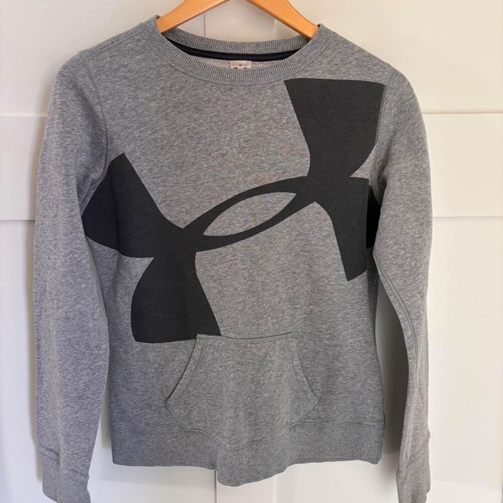 Girls Gray Under Armour Logo Sweatshirt Size Youth XL 14-16